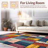 Ultra Soft Area Rug, Non Slip, Stain Resistant, Washable Area Rugs for Living Room, Bedroom, Braided Reversible Runner(Blue)