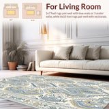 Ultra Soft Area Rug, Non Slip, Stain Resistant, Washable Area Rugs for Living Room, Bedroom, Boho Chic Paisley Living Room Rug(Beige)