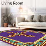 Autumn Medallion Boho with Retro Leaf Motifs and Ornate Borders(Purple)