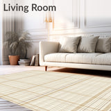 Contemporary Grid with Muted Tan Checker Motifs(Beige)