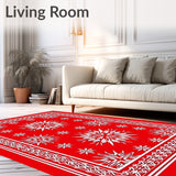 Nordic Starburst Interlocking Holiday Tiling with Whimsical Frosted Motifs(Red)