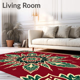 Artisan Medallion Mosaic with Interlocking Pinecone Motifs(Red)