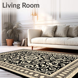 Ornate Paisley Mosaic Arabesque Symmetrical Curved Artisan(Black)