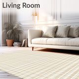 Checkered for Comfort Modern Beige Grid Style(Beige)
