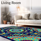 Wave Blossom Interlocking Medallion with Whimsical Leafy Scrolls (Blue)