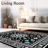 Intricate Lattice With Ornate Floral Medallions (Black)