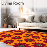 Poinsettia Bloom Doormat Floral Design(Orange)