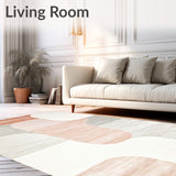 Elegant Cream & Blush Area Abstract Geometric for Living(Beige)