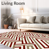 Herringbone Chevron Stripe with Contemporary Zigzag Design(Red)