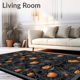 Abstract Spider Web and Pumpkin Motif Round with Gothic Charm(Orange)