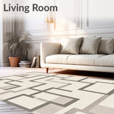 Stylish Beige Runner Modern Geometric Tile Design(Beige)
