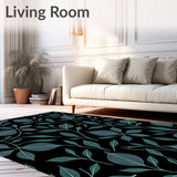 Noir Bloom Abstract Floral Tapestry Art Nouveau Motif (Black)