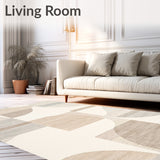 Puzzle Arch Modern Geometric Beige Cream Interlocking Design(Beige)