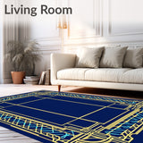 Modern Interlocking Lattice with Art Flourish (Blue)