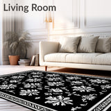 Floral Damask Transitional Symmetrical Artistic (Black) - ODIKA