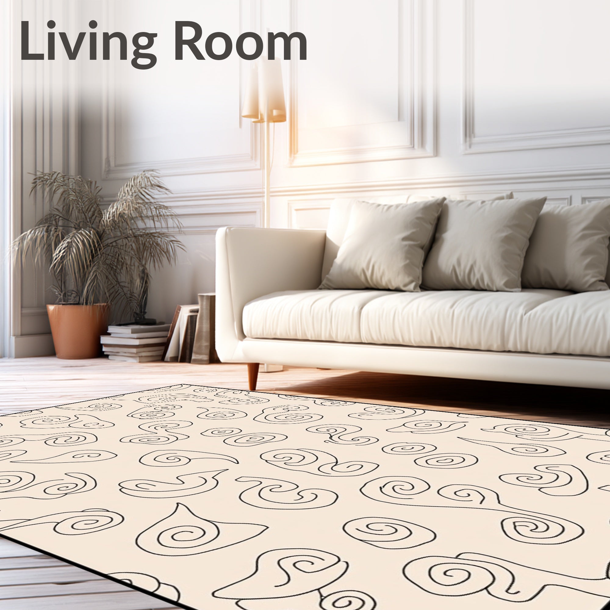 Modern Interlocking Dots and Swirl Composition with Subtle Contrast (Beige) - ODIKA