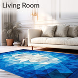 Mosaic Featuring Intricate Triangular Tessellations(Blue)