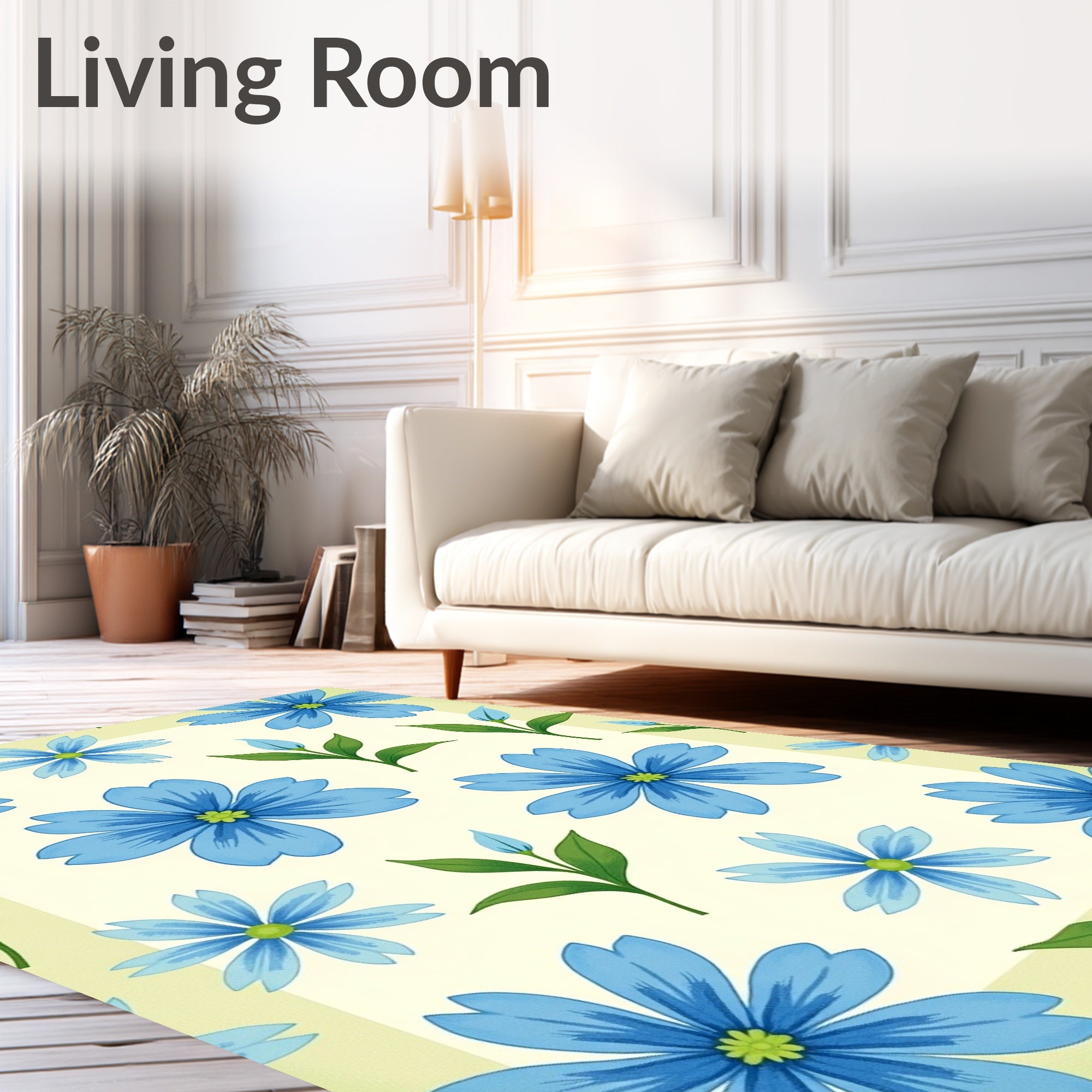 Abstract Watercolor Bloom Garden Faded Transitional Luxury (Blue) - ODIKA