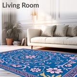 Enchanted Garden Floral Tapestry With Interwoven Botanical Motifs(Blue)