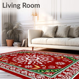 Festive Nordic Snowflake Medallion with Whimsical Holiday Motifs(Red)