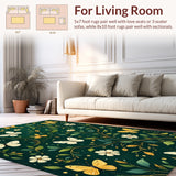 Ultra Soft Area Rug, Non Slip, Stain Resistant, Washable Area Rugs for Living Room, Bedroom, Butterfly Insect Print Playroom(Green)