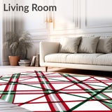Festive Plaid Holiday Decorative Floor Covering(Red)