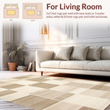 Grand Millennial Checkered Rug Modern Checkerboard Area Accent(Beige)