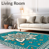 Blossom Arrangement with Ornate Floral Petals and Dot Accents(Teal)