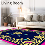 Floral Vine Scrollwork in Ornate with Baroque Flourishes (Blue) - ODIKA