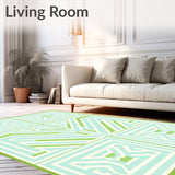 Modern Minimalist Maze with Subtle Chevron Interlocking Lines(Green)