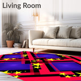 Modern Holiday Plaid Lattice with Starburst Accents(Purple)