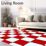 Checkered Gingham Reversible Design Plaid Textile(Red)