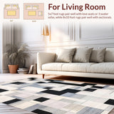 Bold Black & White Blocks Contemporary Patterned Floor Mat(Gray)
