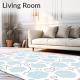 Elegant Blooming Petal Swirl Contemporary Abstract Artistic Motif(Blue)