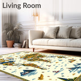 Global Journey Round Playmat with Educational Map for Circle Time(Gold)