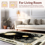 Arcane Sky Witchy Moon Sun Mystical Heavens Floor Covering(Black)