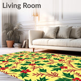 Holly Berry Vine Botanical Christmas Indoor Decorative Throw(Yellow)