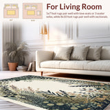 Ultra Soft Area Rug, Non Slip, Stain Resistant, Washable Area Rugs for Living Room, Bedroom, Insect Botanical Boho(Black)