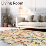 Colorful Geometric Lattice Print Area with Beige Undertones(Yellow)