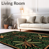 Dark Botanical Insect Garden with Vintage Bug Illustrations (Black)