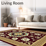 Chateau Floral Medallion Arrangement with Classic Vine Detailing(Burgundy)