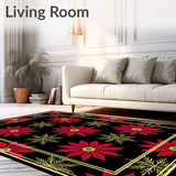 Poinsettia Bloom Damask with Traditional Holiday Framework(Red)