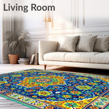 Vibrant Mexican Talavera Tile with Colorful Pottery and Floral Designs(Blue)