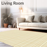 Beige Checkered Modern Farmhouse Plaid Grid Area(Beige)