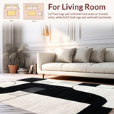Ultra Soft Area Rug, Non Slip, Stain Resistant, Washable Area Rugs for Living Room, Bedroom, Handmade Wool Viscose Abstract(Black)