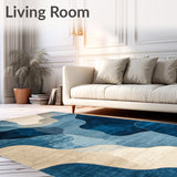 Chateau Collection Serene Horizon Area Dark Blue Beige Abstract Design(Blue)