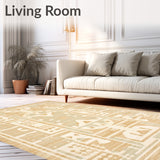Accent in Beige with Abstract Geometric Shapes and Border Detail(Beige)