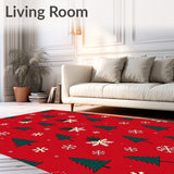 Festive Pine Tree Holiday Entrance Decorative Seasonal Floor(Red)