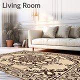 Ornate Earth Tone Medallion with Beige and Warm Tan Details(Beige)