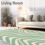 Sage Inspired Palm Frond with Abstract Interlocking Botanical Swirls(Beige)